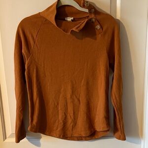 J. Crew Women's Button Collar Sweatshirt in Warm Brown